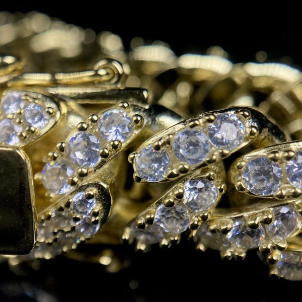pulseracubanaamarilla4 Pulsera Cubana Big Diamonds 18k