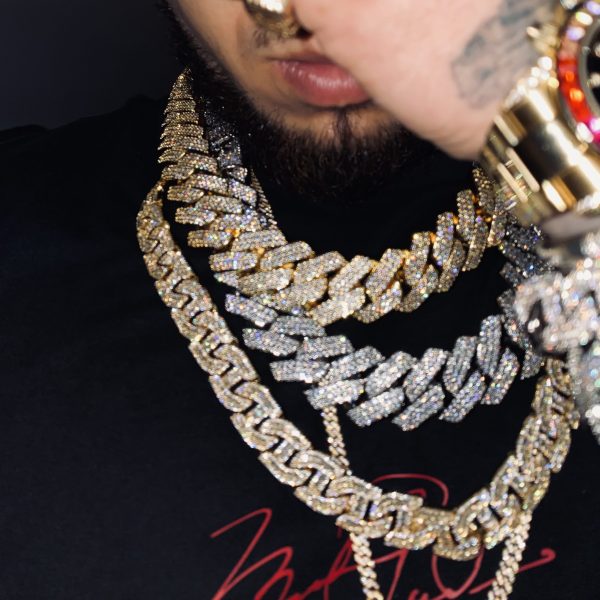 Cadena Cuban Prong 25mm 18k