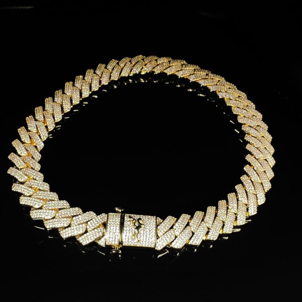 Cadena Cuban Prong 25mm 18k